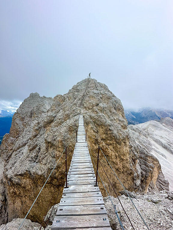 via ferrata ivano dibona suspended bridge dolomites italy hike