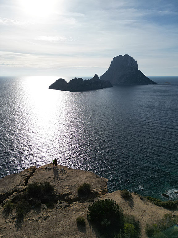 drone shot ibiza gravel cycling routes cliff sea view