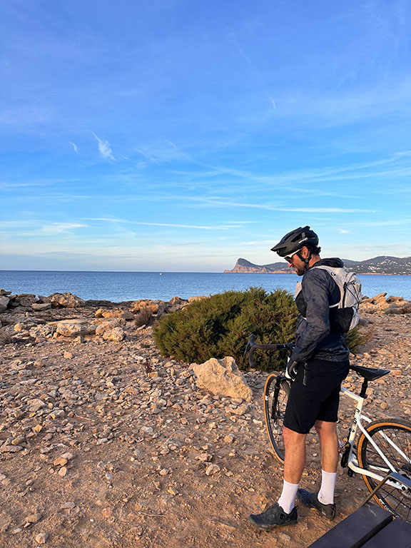 Mediterranean sea view Sant Antoni de Portmany Ibiza sunset gravel ride cycling route beach