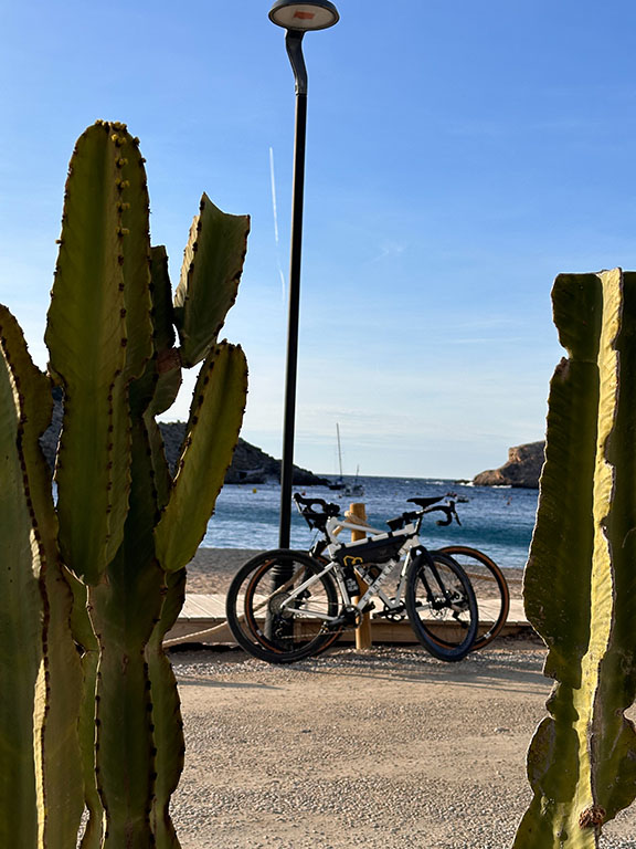 Cada Vedella Mediterranean sea view Ibiza sunset gravel ride cycling route beach